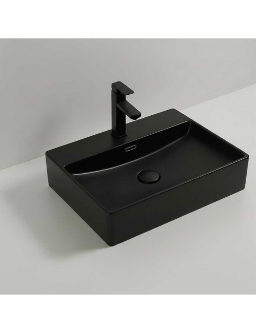 Lavabo d'appoggio in ceramica nero opaco 60x42x13H 9555