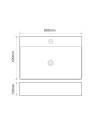 Lavabo d'appoggio in ceramica nero opaco 60x42x13H 9555