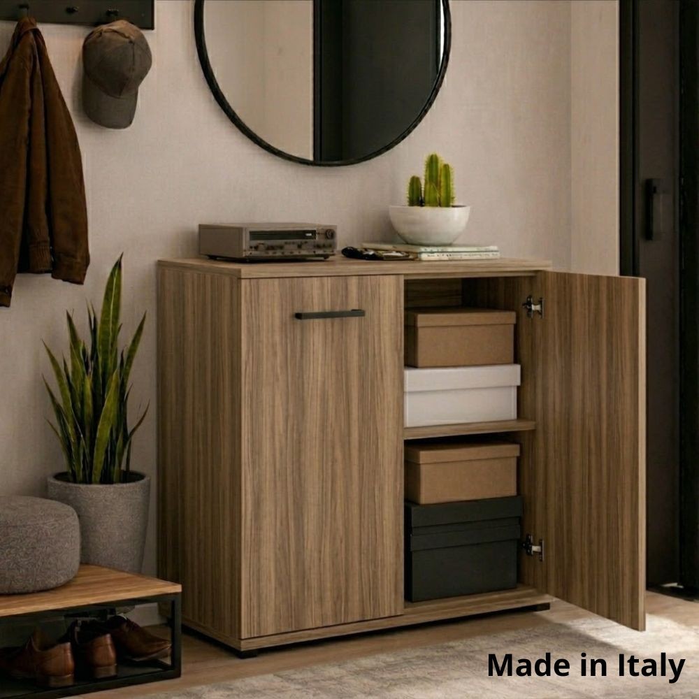 Mobile multiuso 90x45x80 ingresso e ufficio Mini Viareggio colore noce naturale