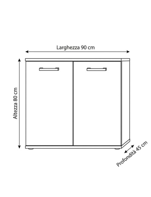 Mobile multiuso 90x45x80 ingresso e ufficio Mini Viareggio colore noce naturale
