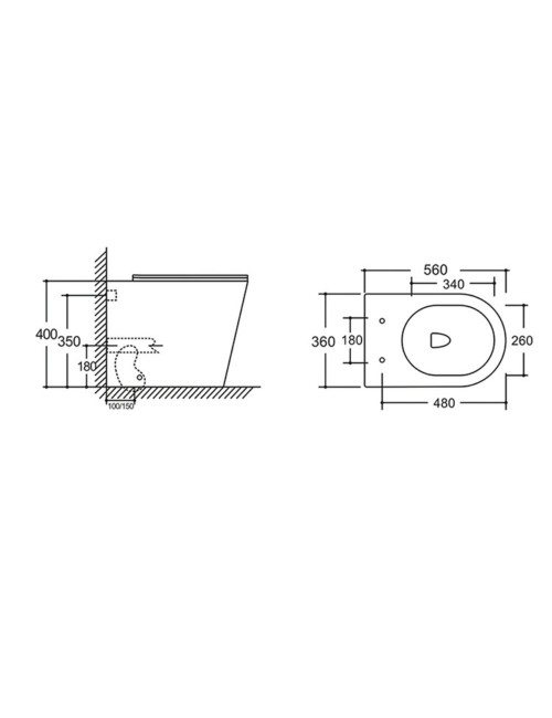 WC a pavimento bianco lucido YJ-3380BI senza brida sistema tornado 36x56x40