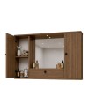 Mobile bagno pensile 3 ante con Specchio colore noce naturale 93x14x61H