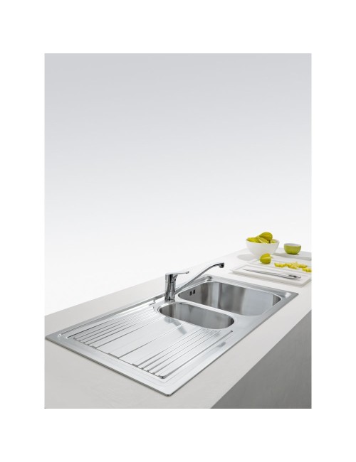 Lavello 2 vasche Franke LLL651 Dekor 100x50 inox gocciolatoio sinistro