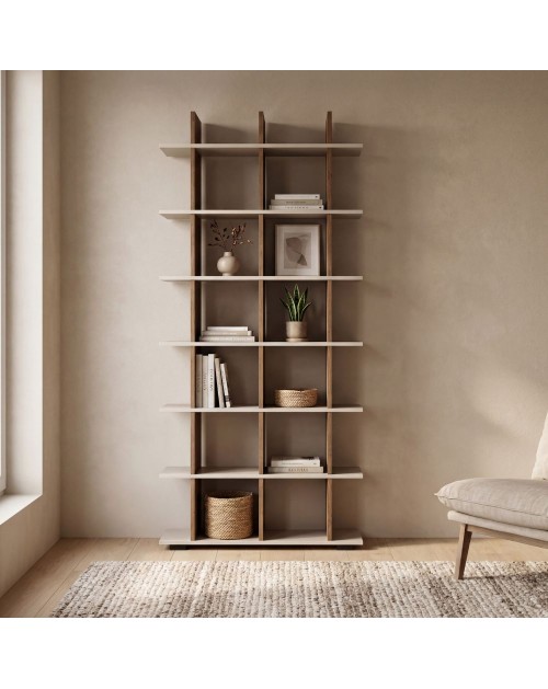 Libreria a Giorno Navas20A 12 Vani Colore Artisan Oak e Cashmere