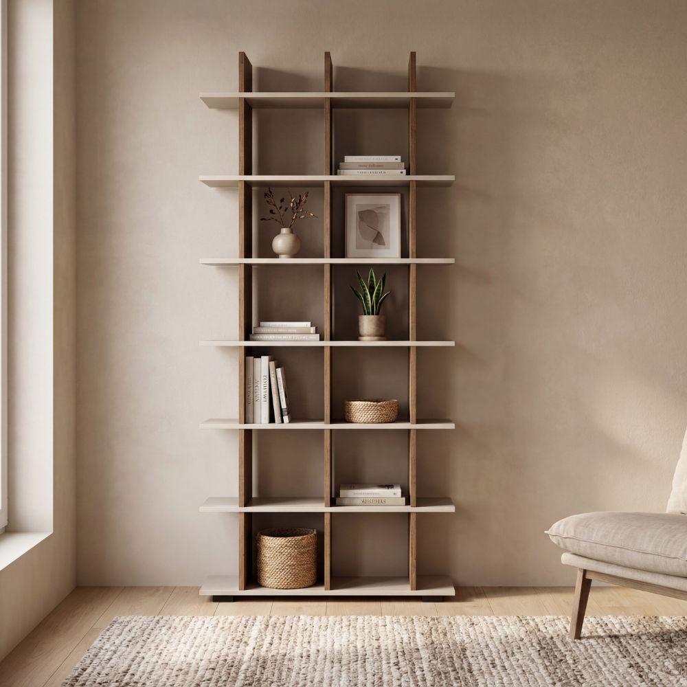 Libreria a Giorno Navas20A 12 Vani Colore Artisan Oak e Cashmere
