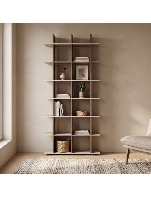 Libreria a Giorno Navas20A 12 Vani Colore Artisan Oak e Cashmere