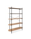 Libreria Hanoi20B con 5 Ripiani Rovere e Struttura in Metallo Nero