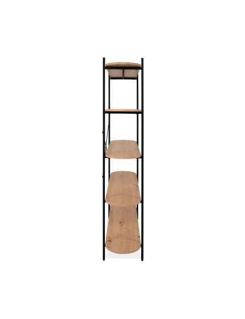Libreria Hanoi20B con 5 Ripiani Rovere e Struttura in Metallo Nero