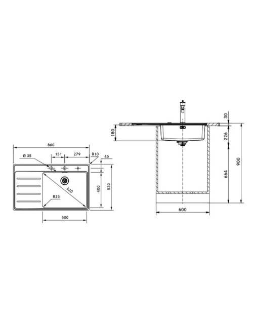 Lavello 1 vasca Franke FSX211 gocciolatoio sinistro 86x52 cm. inox satinato