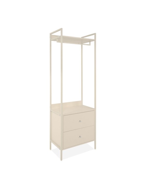 Mobile Ingresso Dhaka41A con Appendiabiti, Ripiano Superiore e 2 Cassetti Beige
