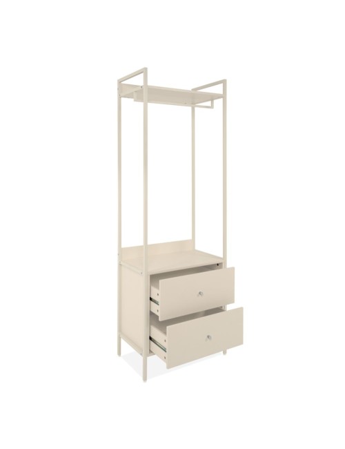 Mobile Ingresso Dhaka41A con Appendiabiti, Ripiano Superiore e 2 Cassetti Beige