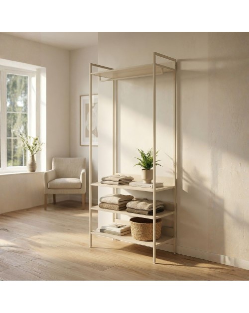Mobile Ingresso Dhaka41B con Appendiabiti e 4 Ripiani Beige