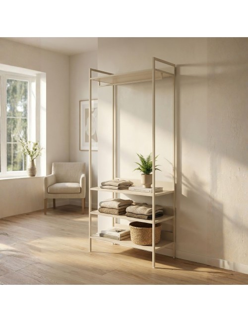 Mobile Ingresso Dhaka41B con Appendiabiti e 4 Ripiani Beige