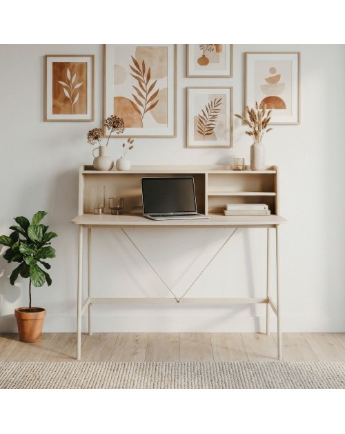 Scrivania Kandy30A con Ripiani a Vista e Struttura in Metallo Beige