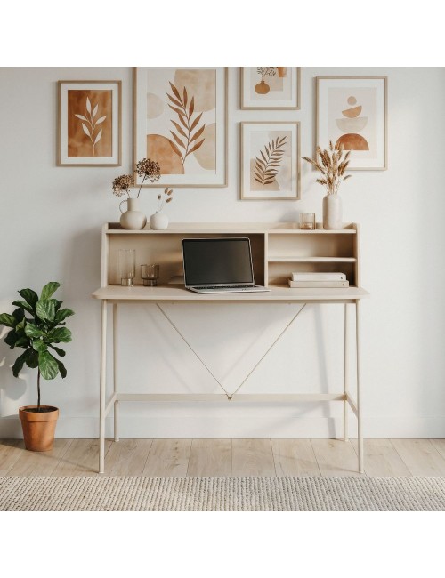 Scrivania Kandy30A con Ripiani a Vista e Struttura in Metallo Beige