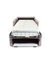 Poltrona letto Piri beige chiaro con rete elettrosaldata e materasso – Il comfort che si apre al bisogno