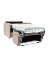 Poltrona letto Piri beige chiaro con rete elettrosaldata e materasso – Il comfort che si apre al bisogno