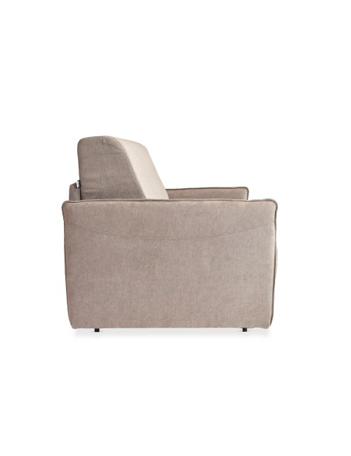 Poltrona letto Piri beige chiaro con rete elettrosaldata e materasso – Il comfort che si apre al bisogno