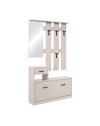 Mobile Ingresso Rudolf con Specchio, Appendiabiti, Cassetto e Scarpiera Beige
