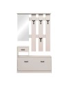 Mobile Ingresso Rudolf con Specchio, Appendiabiti, Cassetto e Scarpiera Beige