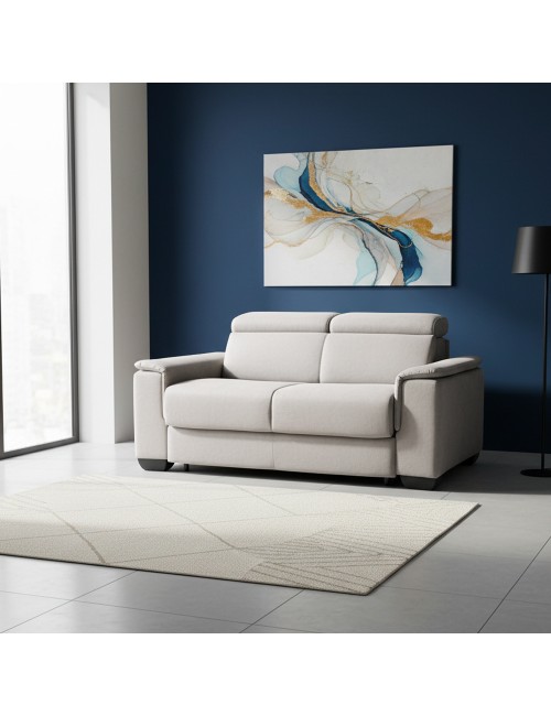 Divano Letto 2 posti in tessuto grigio chiaro Mercurio 194x83x97H