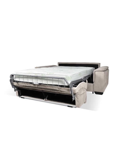 Divano Letto 2 posti in tessuto grigio chiaro Mercurio 194x83x97H