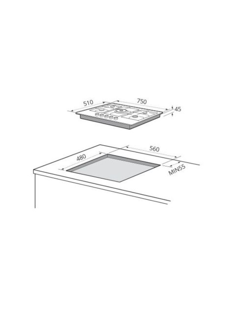 Piano cottura a gas Master Kitchen MKHG75EXS 5 fuochi 75 cm inox