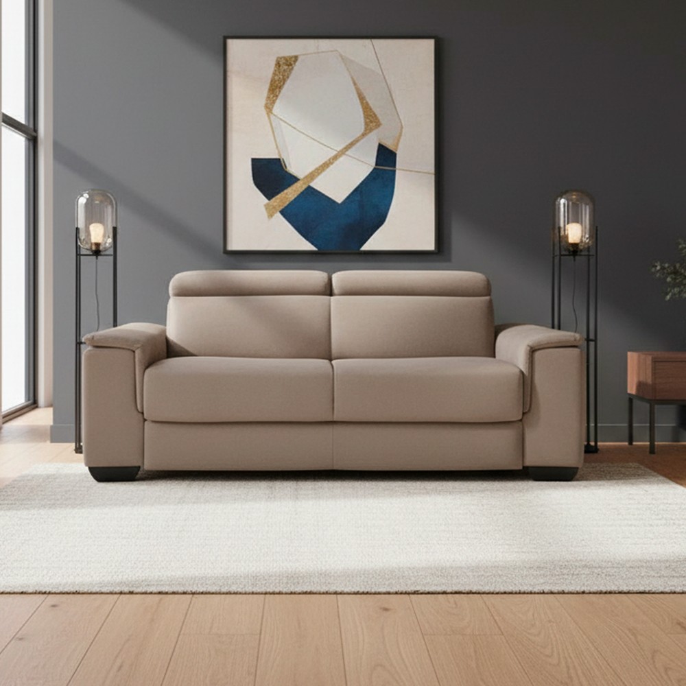 Divano letto colore marrone caribou Mercurio 3 posti 210x94x90H
