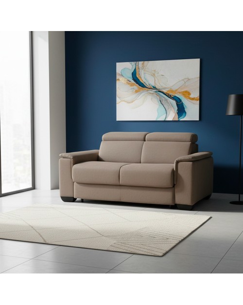 Divano Letto 2 posti in tessuto marrone caribou Mercurio 194x83x97H