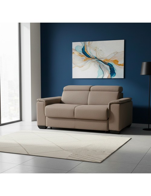 Divano Letto 2 posti in tessuto marrone caribou Mercurio 194x83x97H
