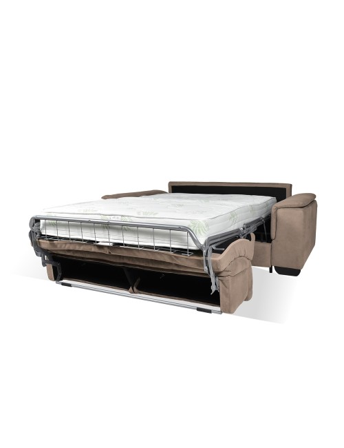 Divano Letto 2 posti in tessuto marrone caribou Mercurio 194x83x97H