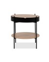 Tavolino tondo multifunzionale Trelleborg88B con vano contenitore artisan rovere e nero Ø 49,5 cm
