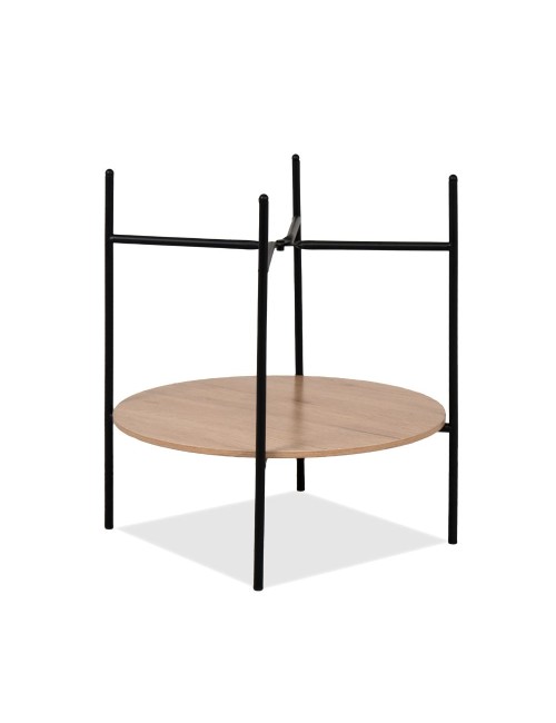 Tavolino tondo multifunzionale Trelleborg88B con vano contenitore artisan rovere e nero Ø 49,5 cm