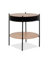 Tavolino tondo multifunzionale Trelleborg88B con vano contenitore artisan rovere e nero Ø 49,5 cm