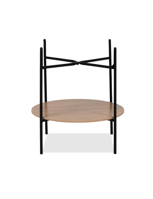 Tavolino tondo multifunzionale Trelleborg88B con vano contenitore artisan rovere e nero Ø 49,5 cm