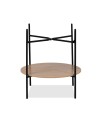 Tavolino tondo multifunzionale Trelleborg88B con vano contenitore artisan rovere e nero Ø 49,5 cm