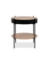 Tavolino tondo multifunzionale Trelleborg88B con vano contenitore artisan rovere e nero Ø 49,5 cm