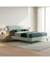 Letto matrimoniale contenitore testiera cuciture verticali Aki colore verde marino