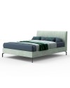 Letto matrimoniale contenitore testiera cuciture verticali Aki colore verde marino