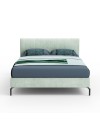Letto matrimoniale contenitore testiera cuciture verticali Aki colore verde marino