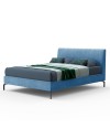 Letto matrimoniale contenitore testiera cuciture verticali Aki colore blu