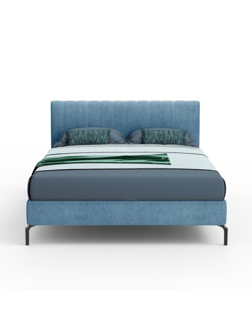 Letto Matrimoniale Contenitore Testiera Cuciture Verticali Aki Blu