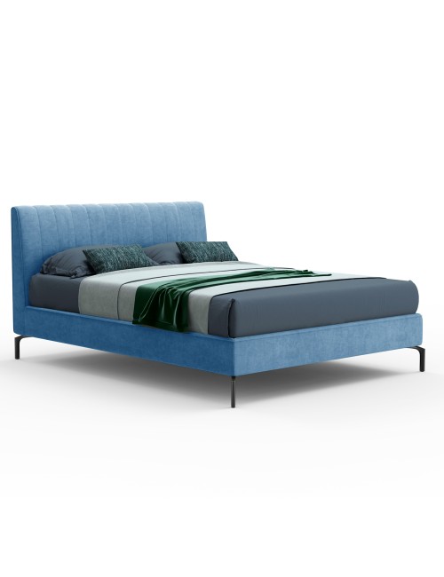 Letto Matrimoniale Contenitore Testiera Cuciture Verticali Aki Blu