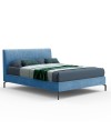 Letto matrimoniale contenitore testiera cuciture verticali Aki colore blu