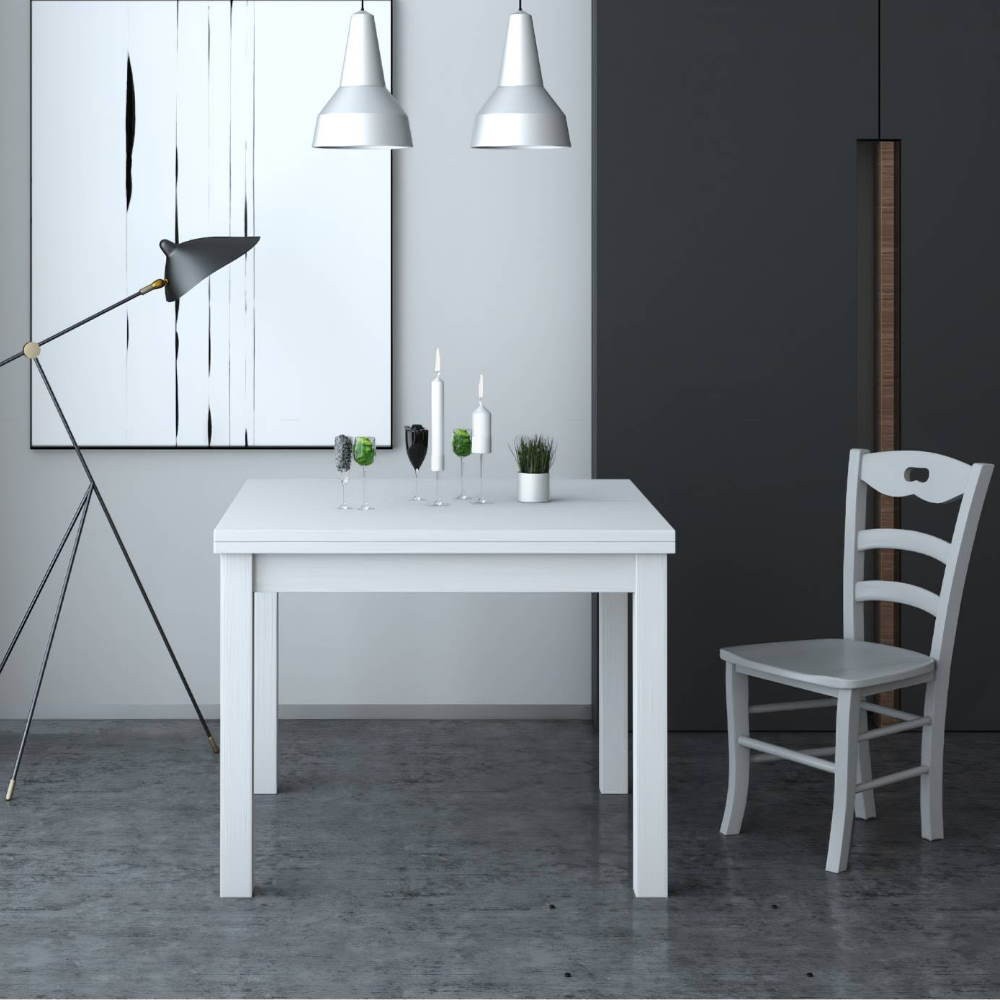 Tavolo raddoppiabile Firenze 90x90 colore bianco frassinato