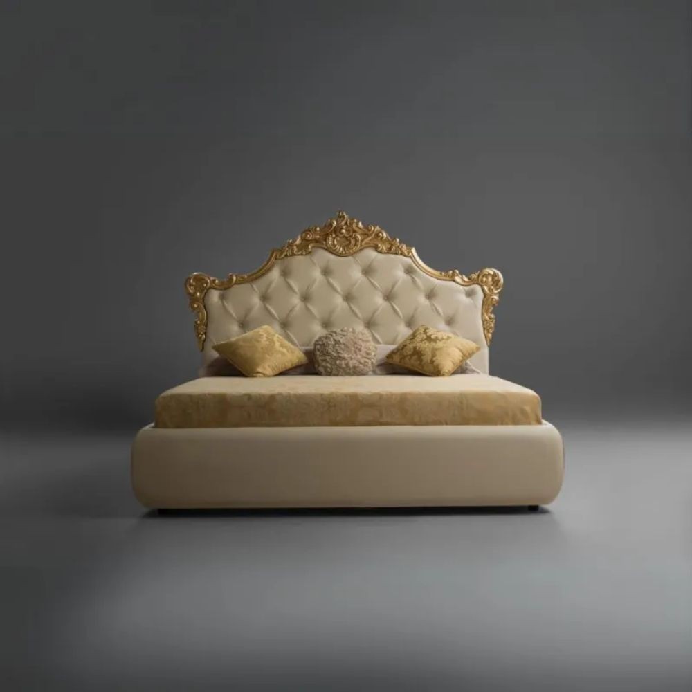 Letto matrimoniale con contenitore Savoia colore crema