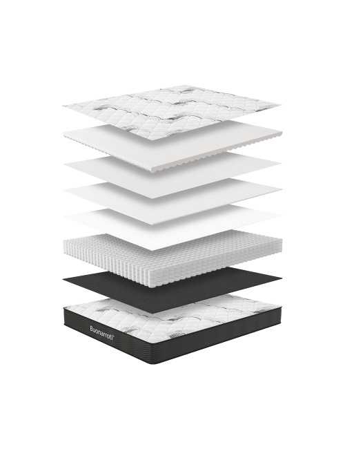Materasso una piazza e mezza Tarico con molle insacchettate e strato in Memory Foam 120x190x22,3 cm
