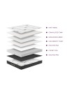 Materasso una piazza e mezza Tarico con molle insacchettate e strato in Memory Foam 120x190x22,3 cm