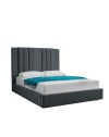 Letto matrimoniale Wilma imbottito con contenitore in tessuto Vogue colore blu pacific