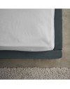 Letto matrimoniale Wilma imbottito con contenitore in tessuto Vogue colore blu pacific
